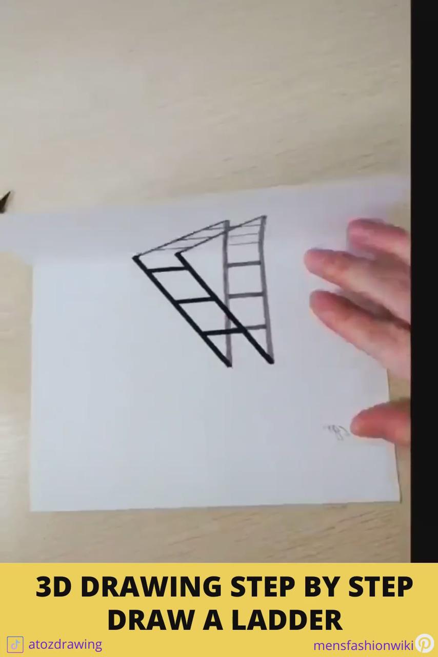 3d drawings step by step tutorials - draw a ladder | magic drawing board