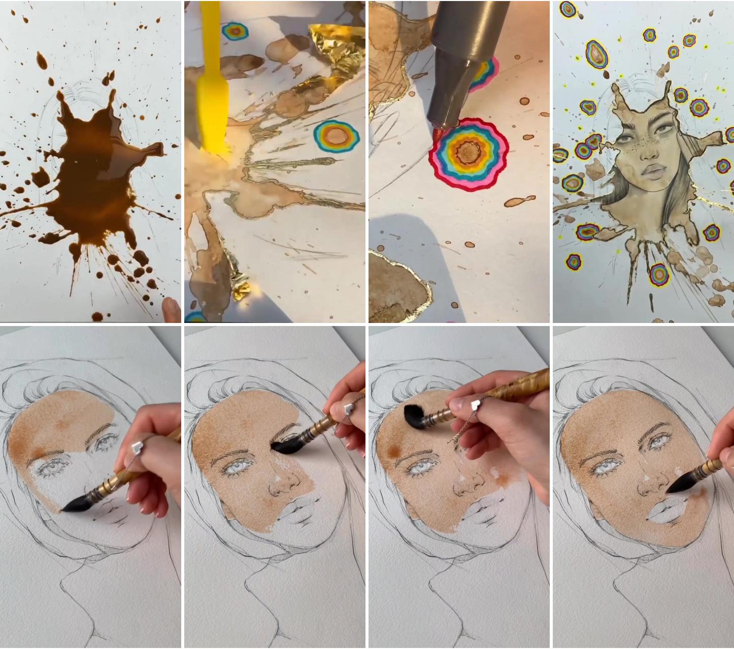 Amazing coffee spill art tutorial ,,most creative painting art | video credit. : victoria_kagalovska