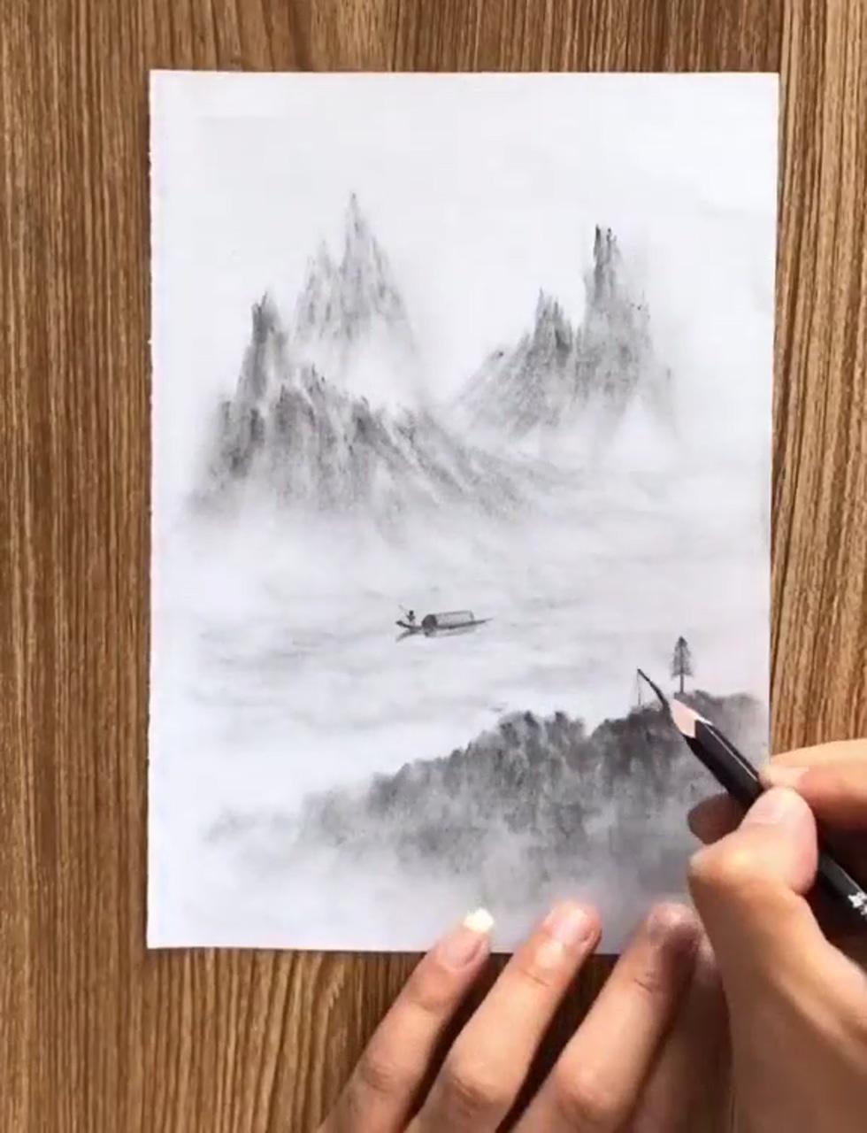 Amazing pencil drawing technique; landscape pencil drawings