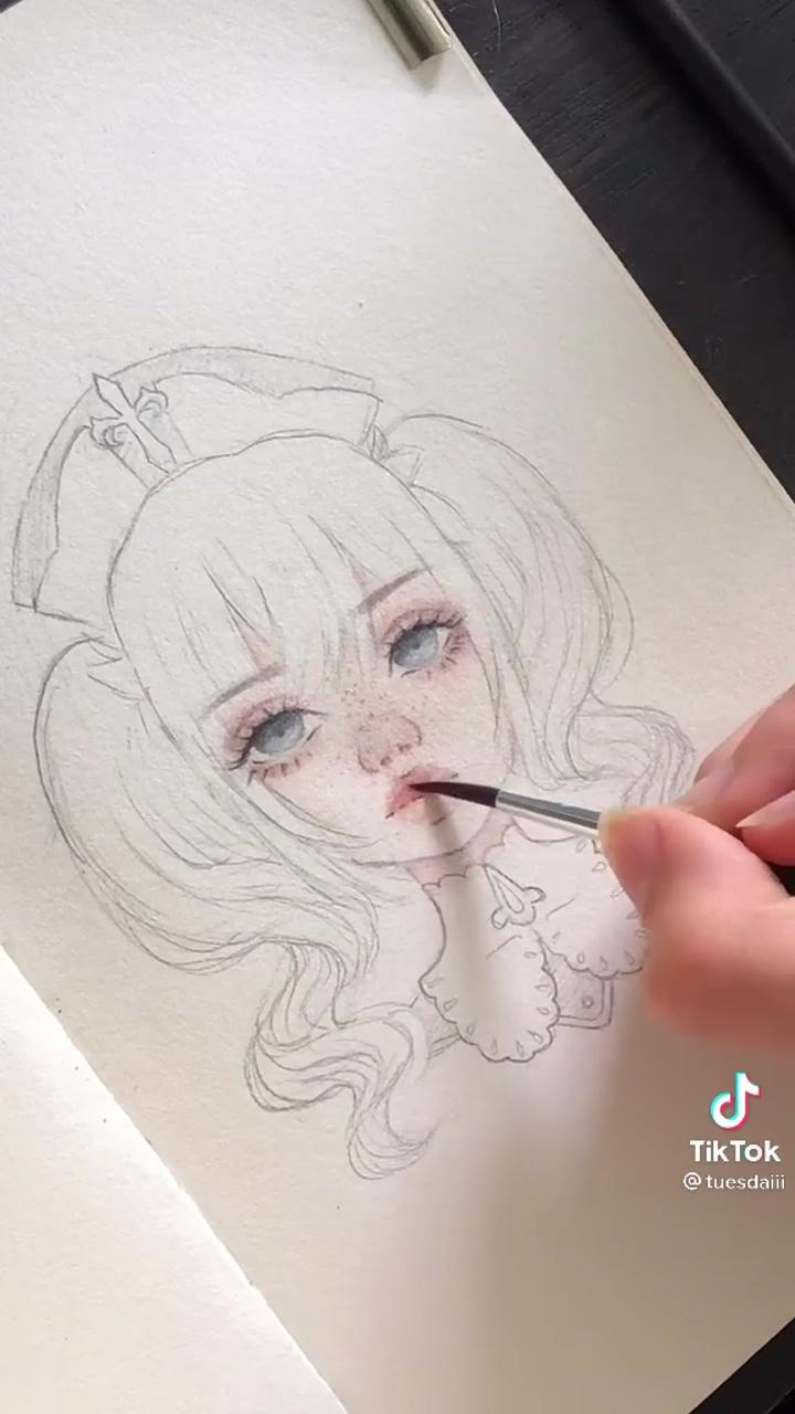 Barbara painting genshin | anime drawings tutorials