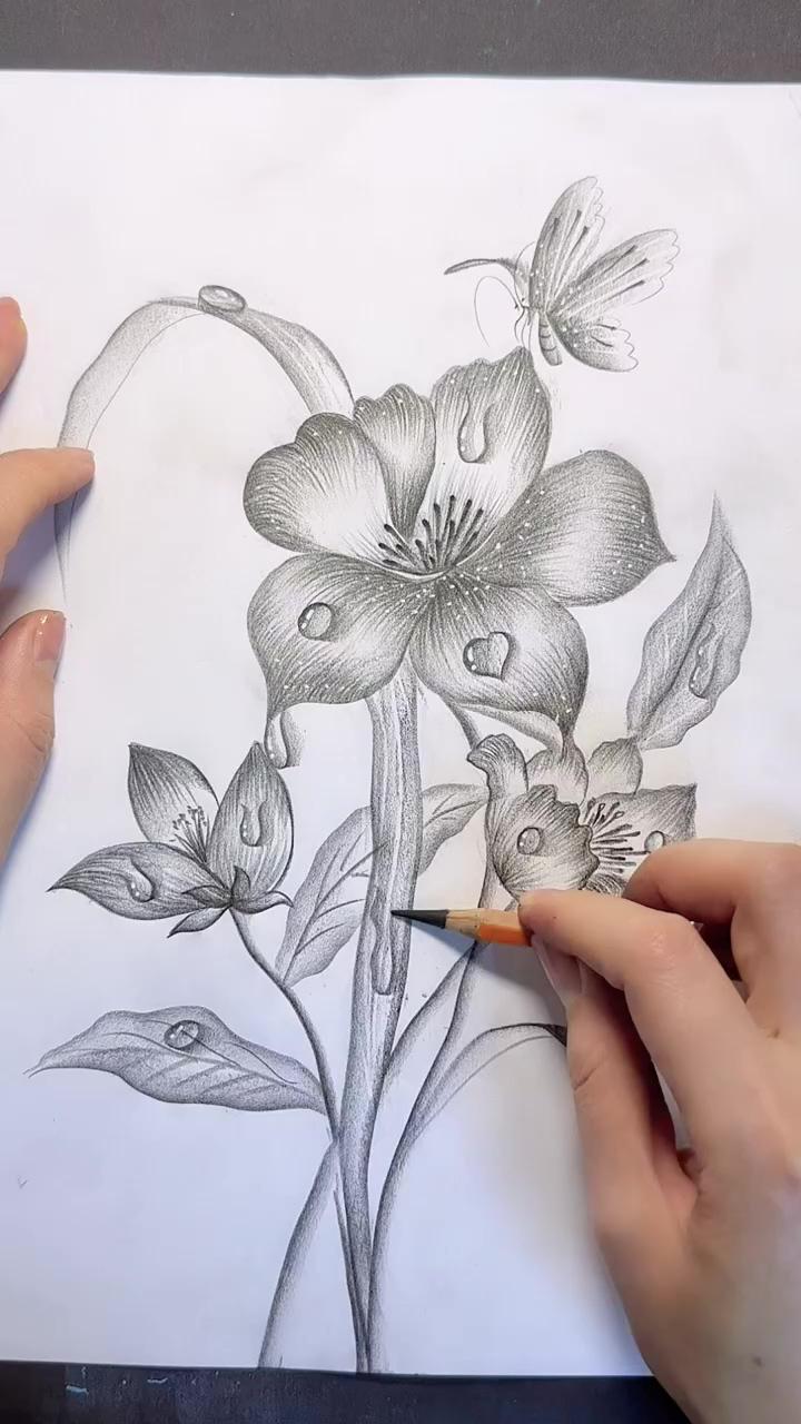 Beautiful flower drawing pencil drawing | watercolors drawing by kristina gavrilova xtina_gavrilova_art in instagram #watercolor #drawing