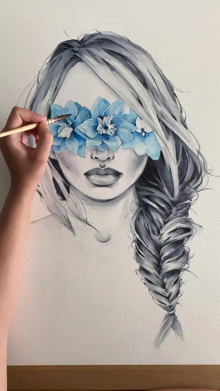 Delphinium blindfolded by polina bright | watercolor art lessons