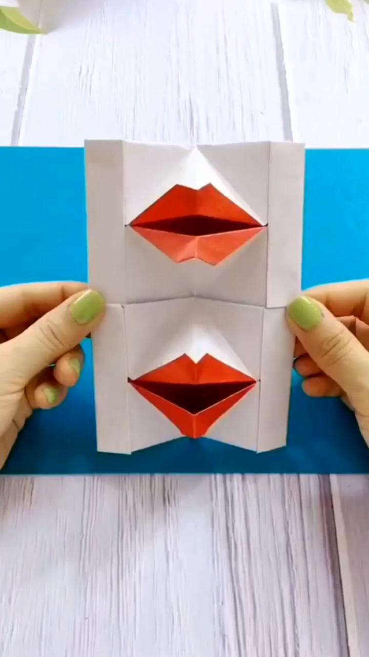 Diy big kissing lips pop up origami, learn simple origami | paper craft diy projects