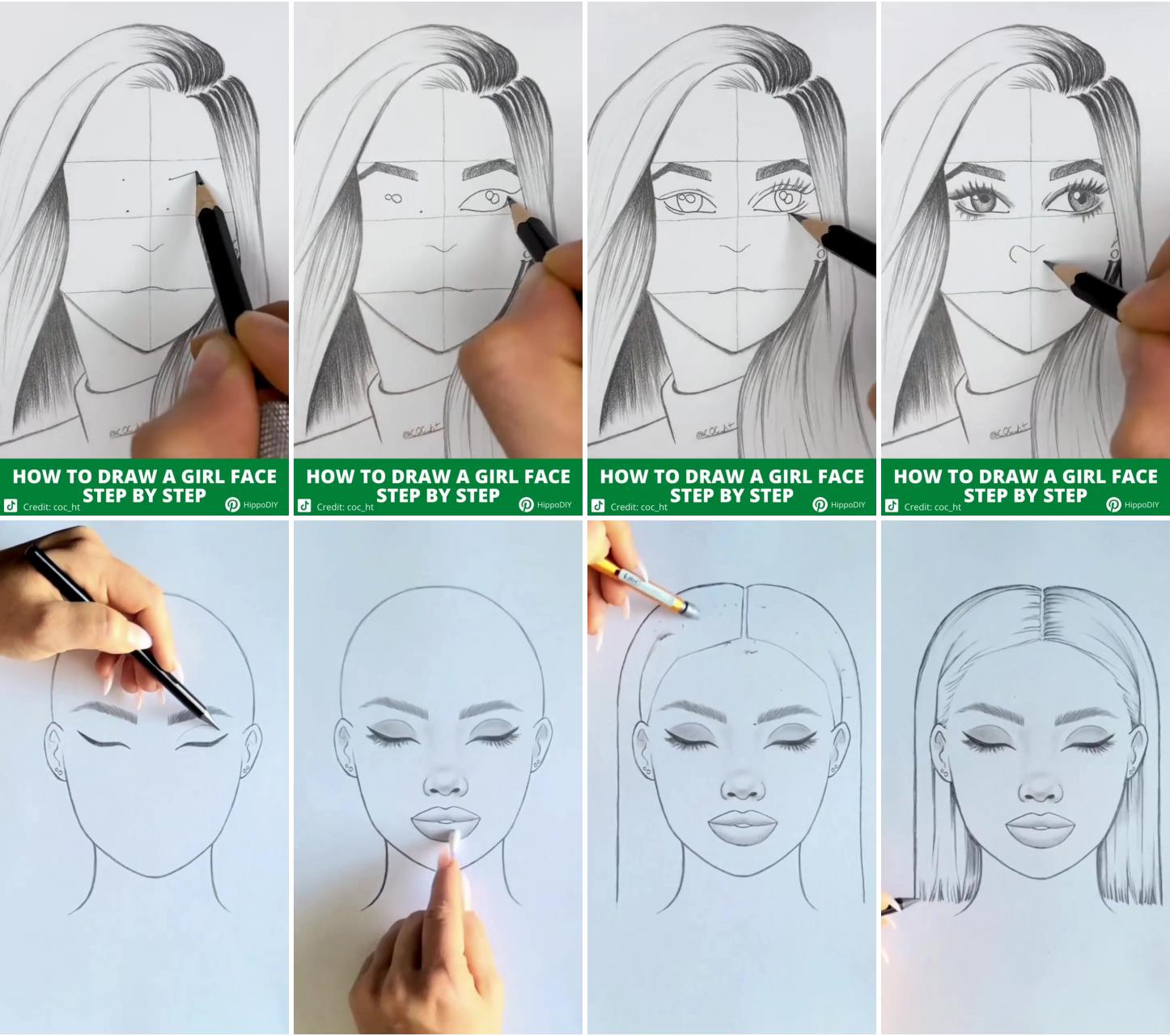 Draw a girl face step by step | painting art lesson