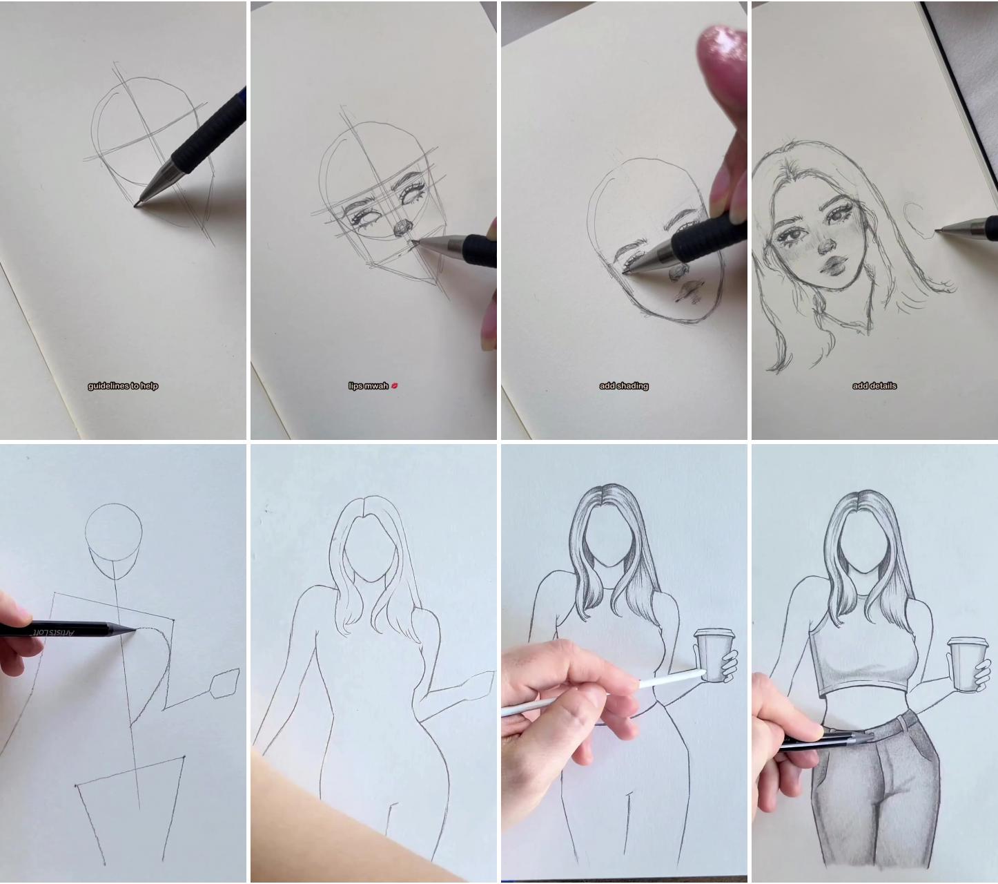 Draw with me, drawing tut | how to draw a cute girl, body drawing tutorial, easy steps art by eyeinspired 