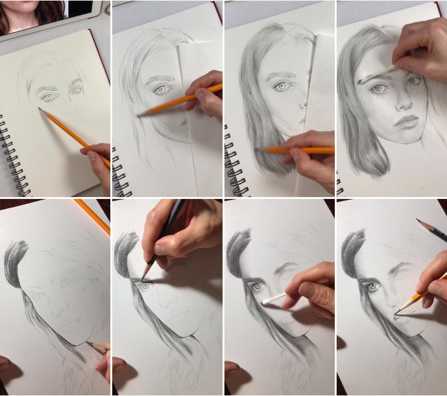 Drawing a pencil portrait. pencil sketching by nadia coolrista | portrait of natalia vodianova