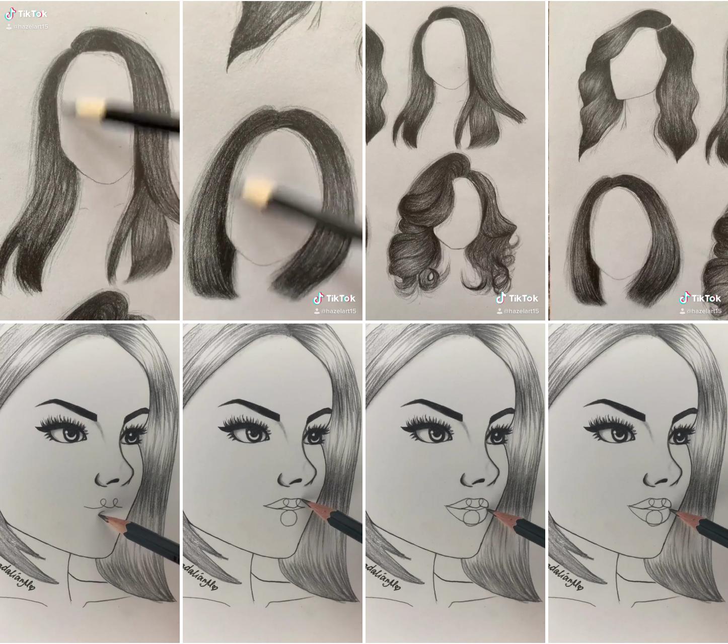 Drawing different hair types | pencil sketch images
