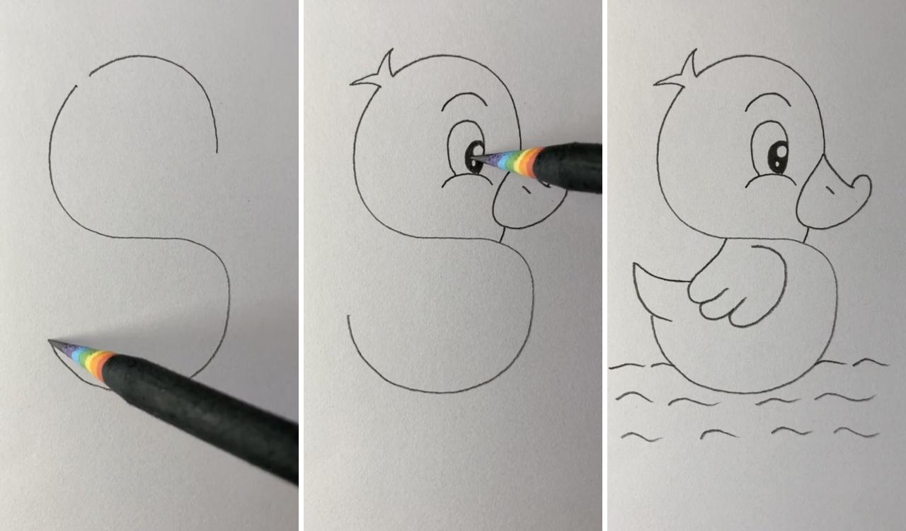 Drawing duck easy | easy drawings for kids
