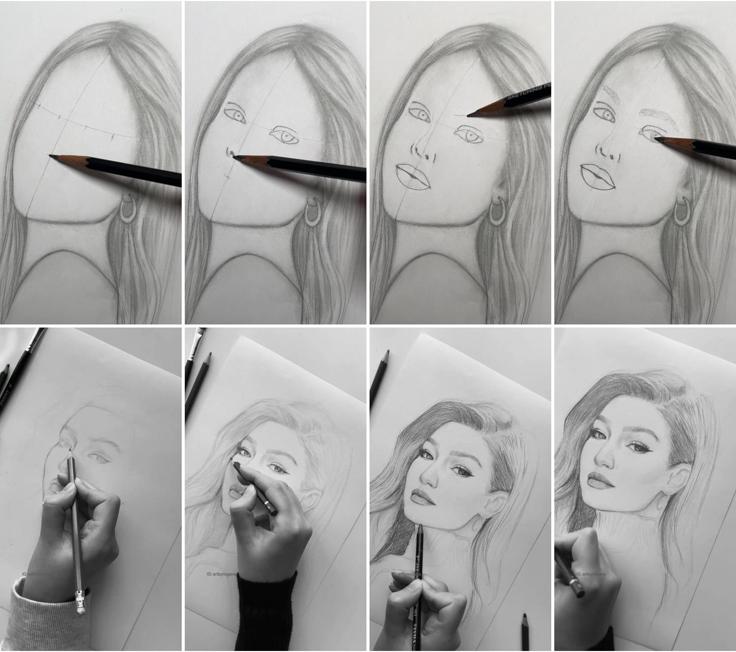 Drawing technique/pencil art | portrait sketching time-lapse 