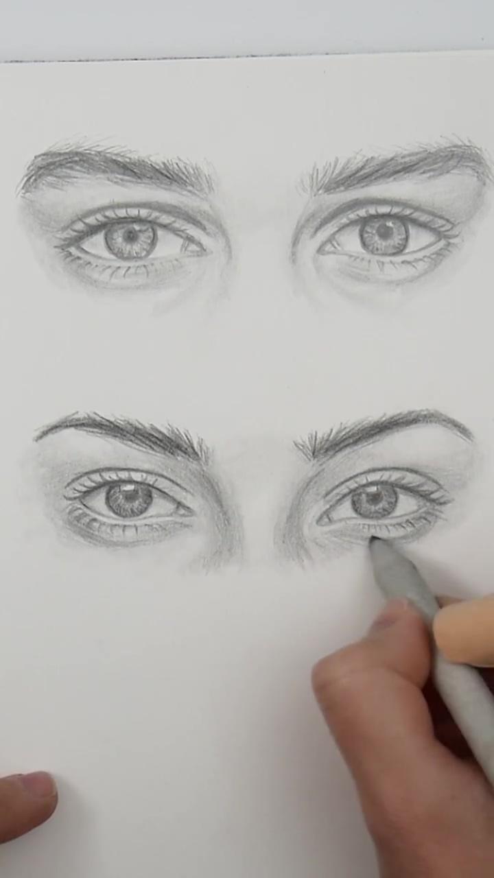 Drawing two female eyes - step by step art tutorial | eye tutorial/pencil drawing