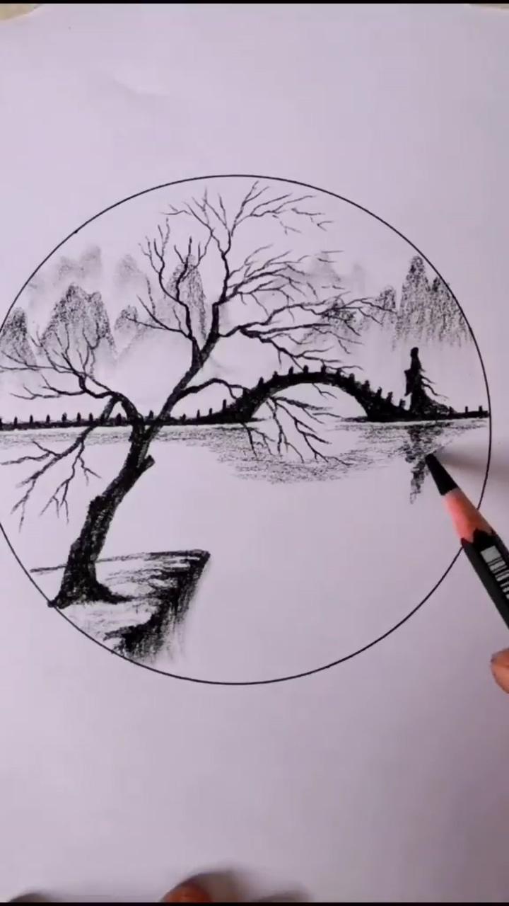 Easy hand drawings | landscape pencil drawings