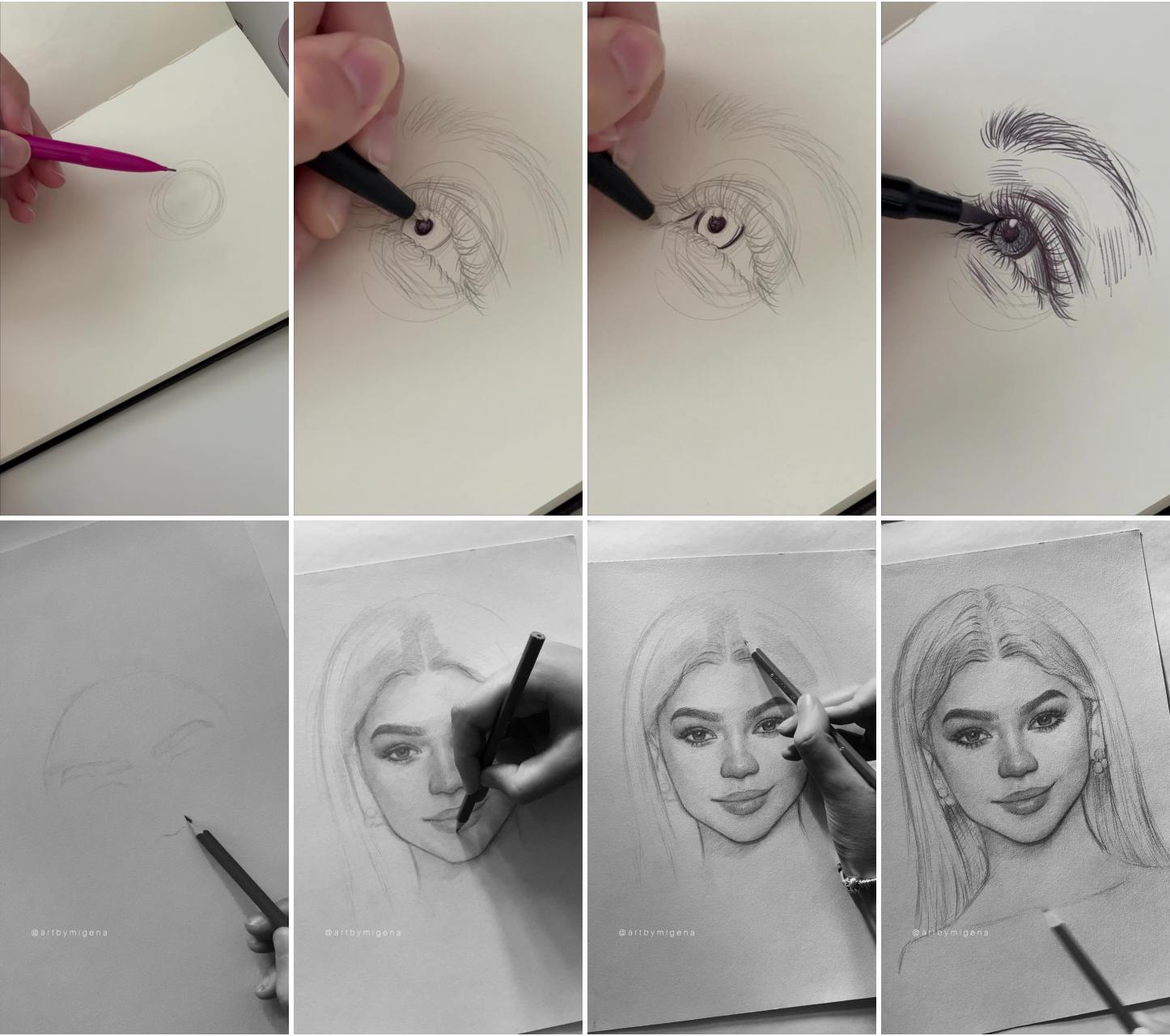 Eye pen drawing | face sketch 