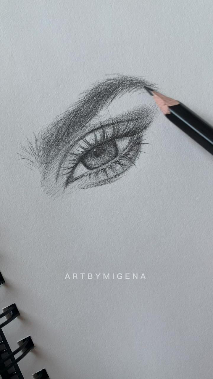 Eye sketch; art tools drawing