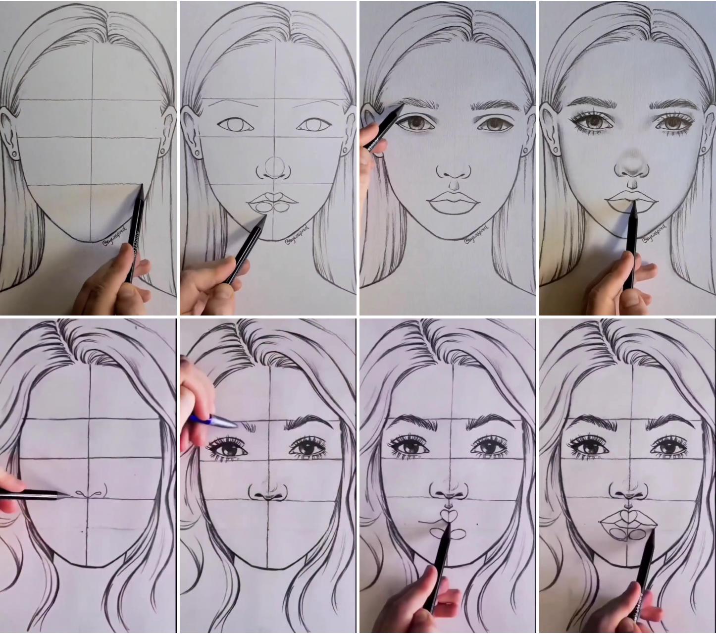 Face drawing | easy pencil drawings