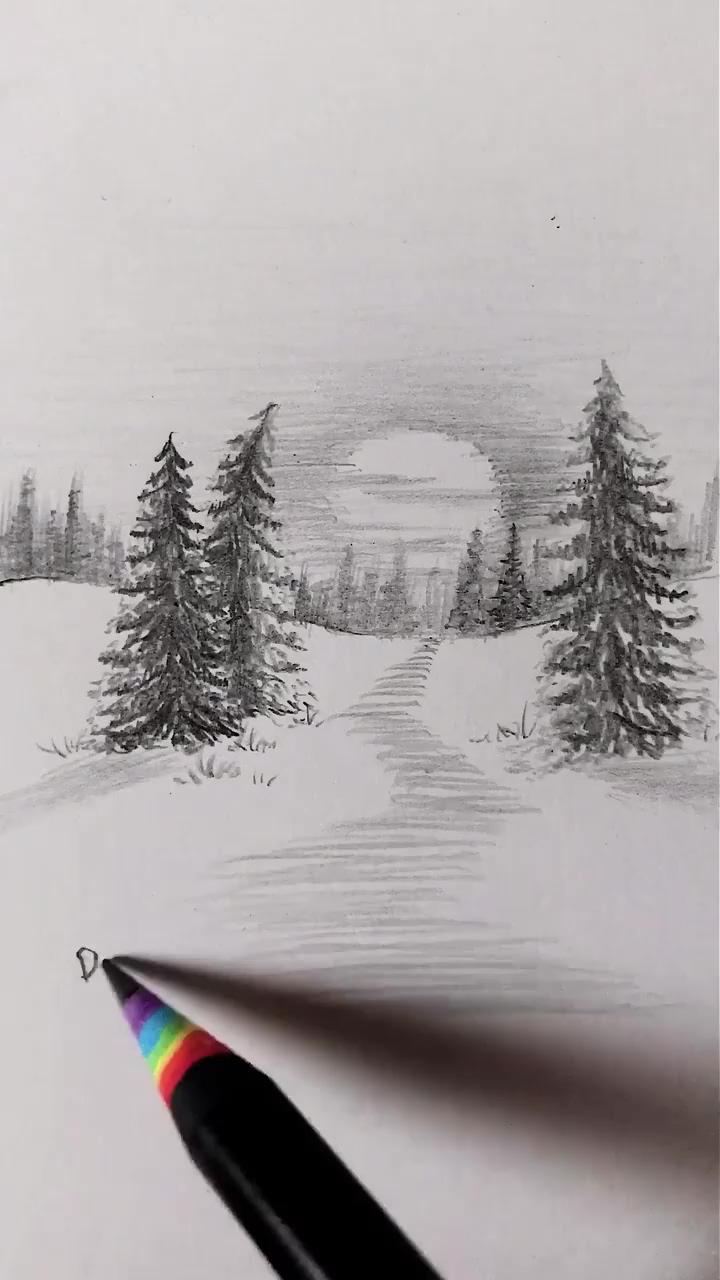Follow me please | landscape pencil drawings