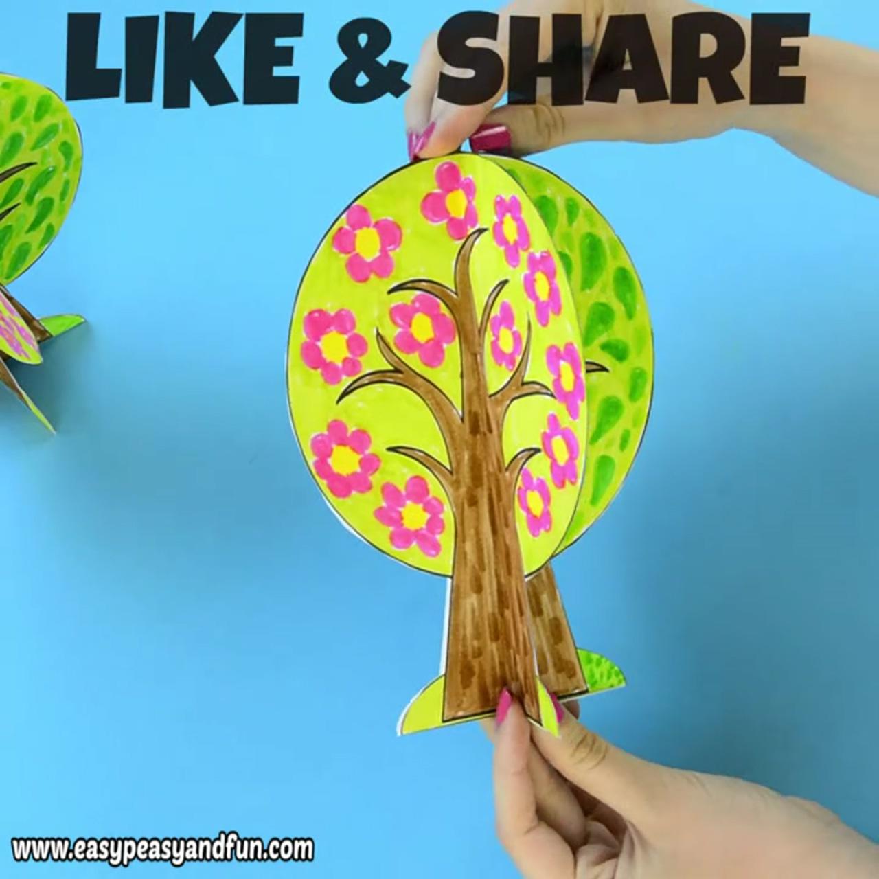 Four seasons tree craft with template | paper crafts diy kids