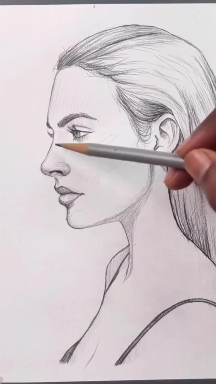 Girl creation art | beautiful girl sketch - girl hair tutorial