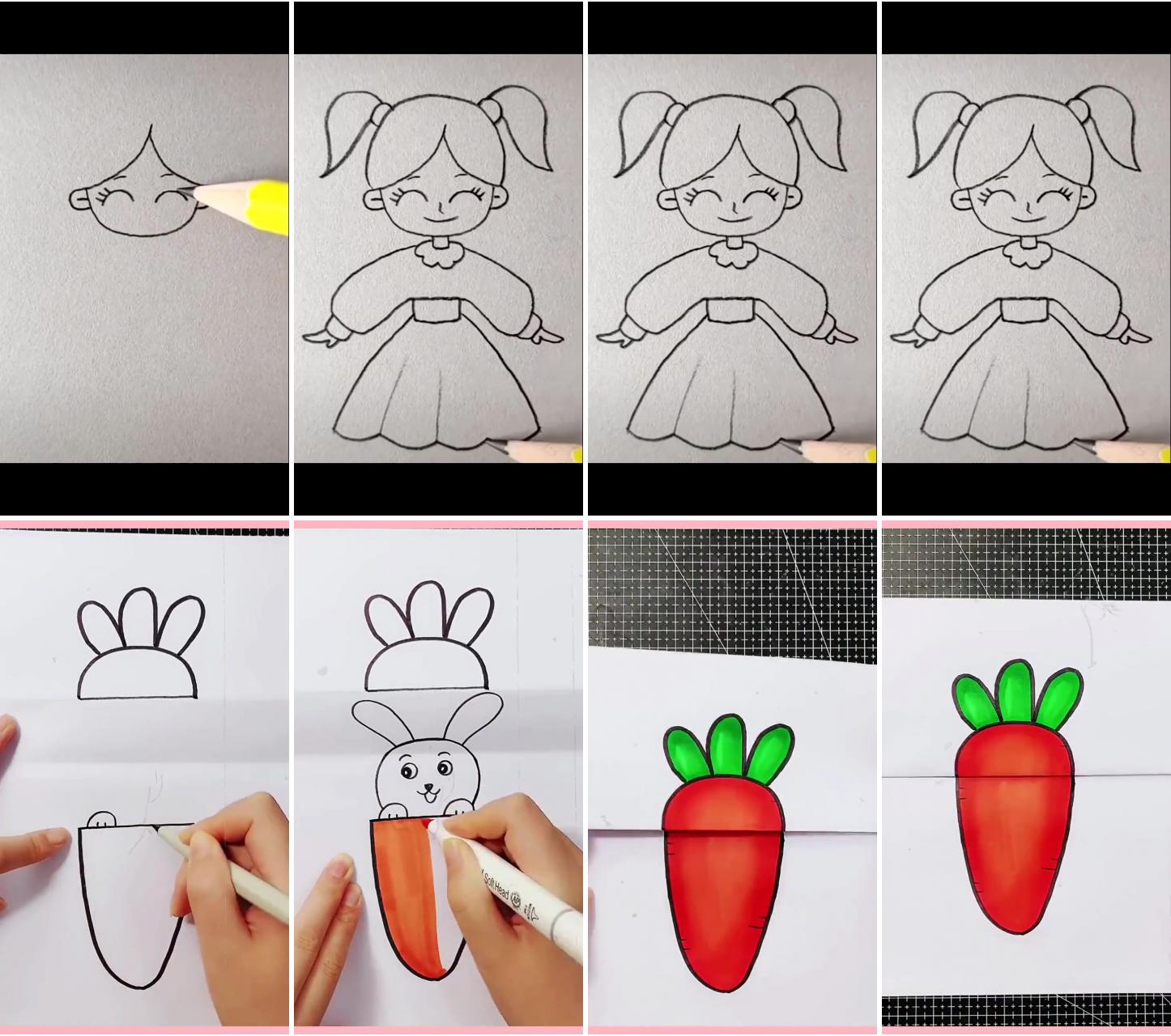 Girl drawing easy | how to draw a carrot - easy drawing tutorials