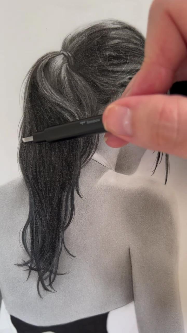 How i draw hair highlights by nadia moreno nache #howtodrawhair #howtodraw #drawingtechniques | realistic hair drawing