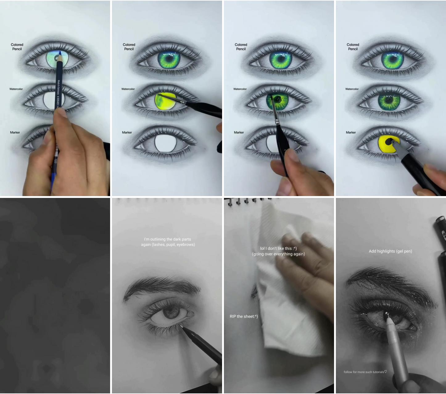 How to color the eyes | eye drawing tutorial part-,,