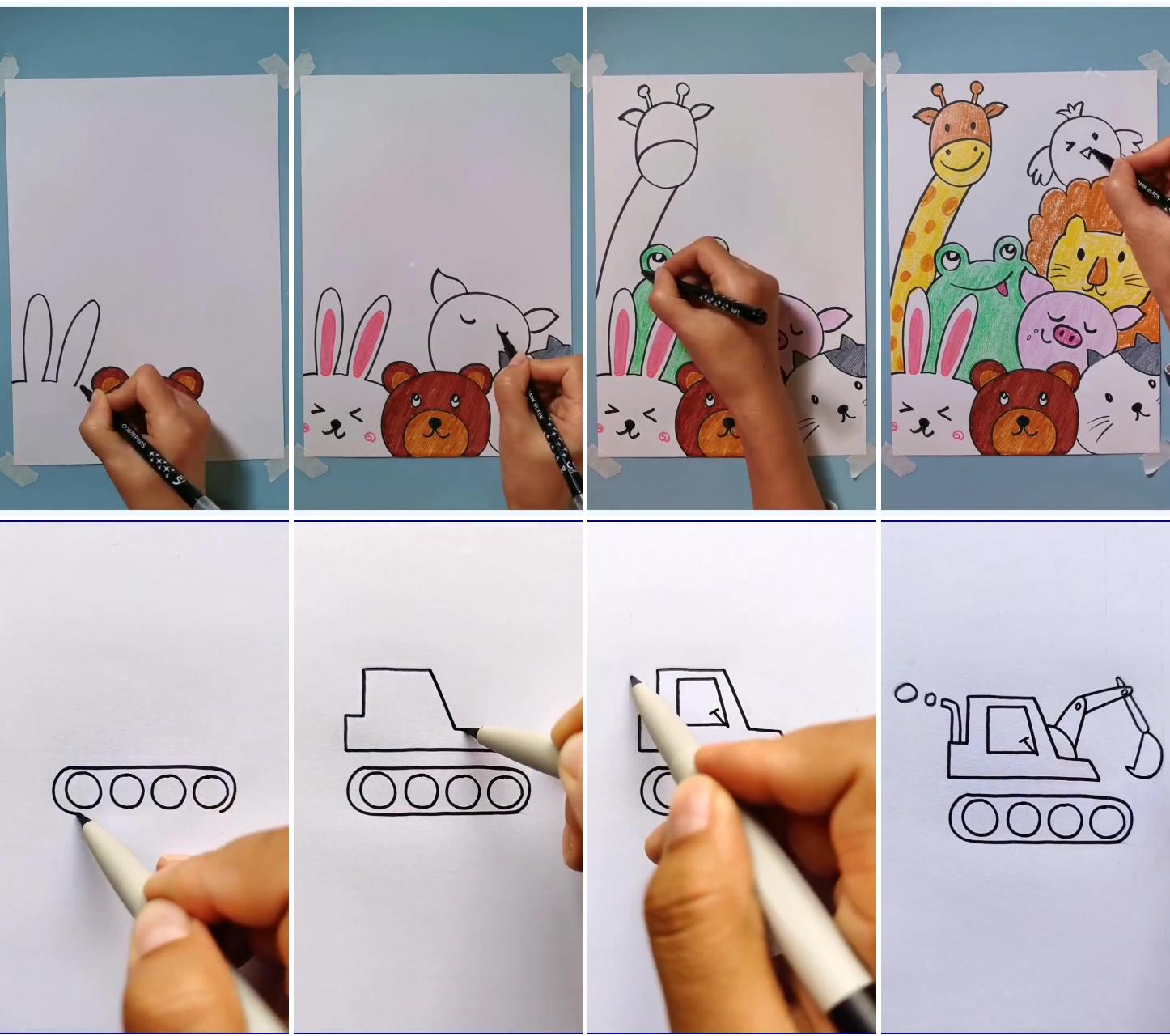 How to draw a animals - learning how to draw | how to draw a excavators in a few easy steps