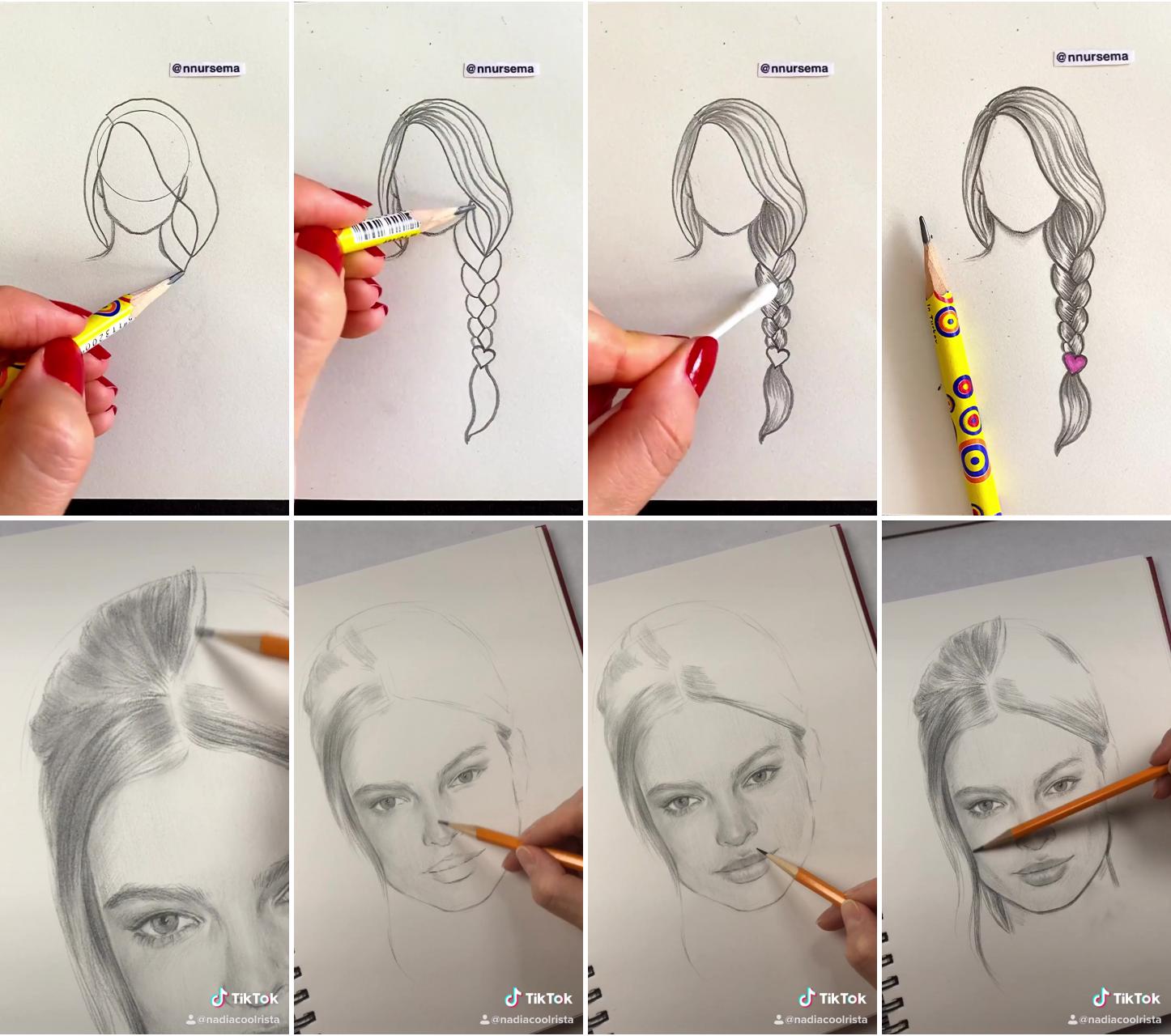 How to draw a braid | portrait drawing by nadia coolrista