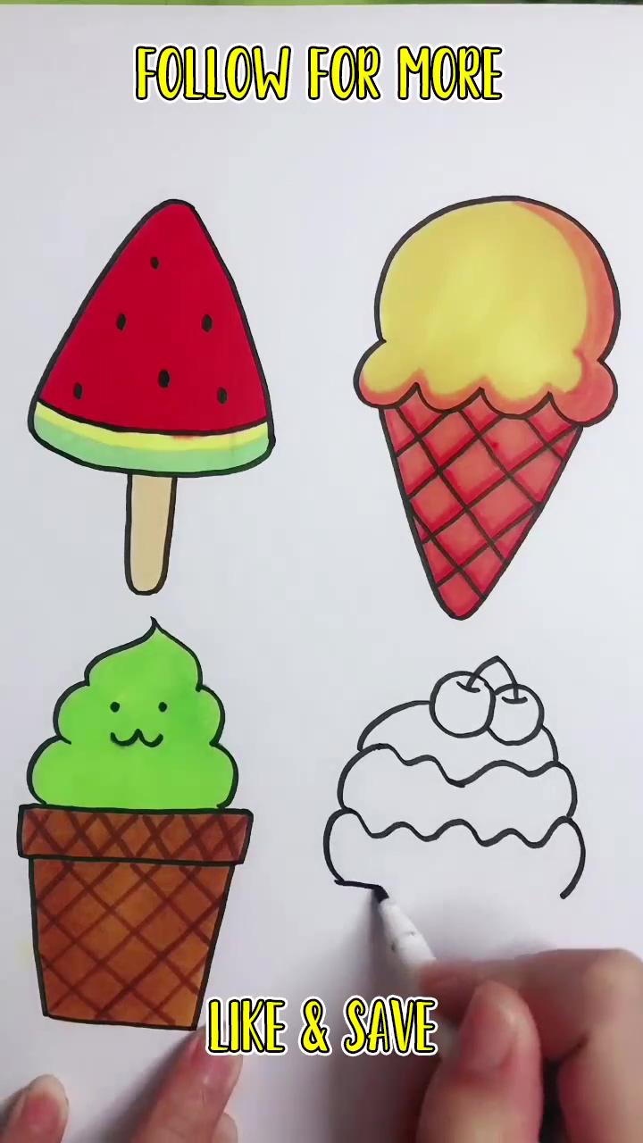 How to draw a cute ice cream step by step | cute doll