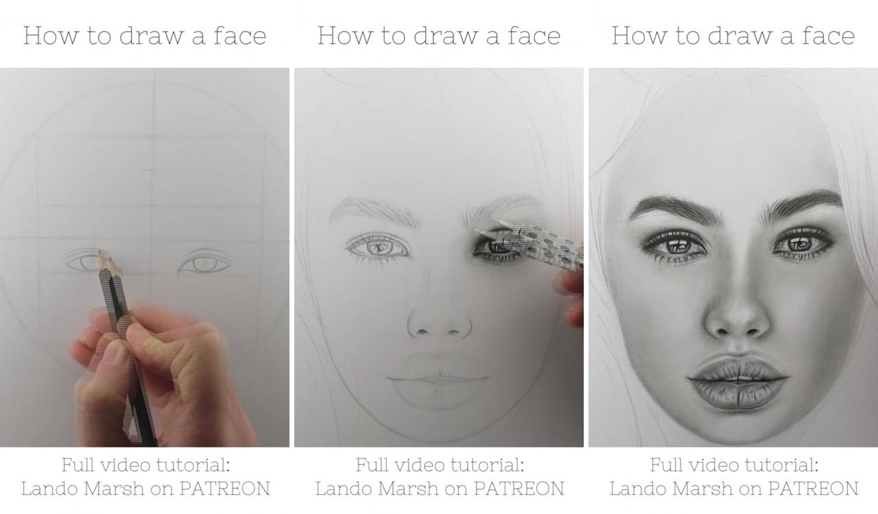 How to draw a face: drawing eyes, nose, mouth, hair [real-time tutorial] | cool pencil drawings