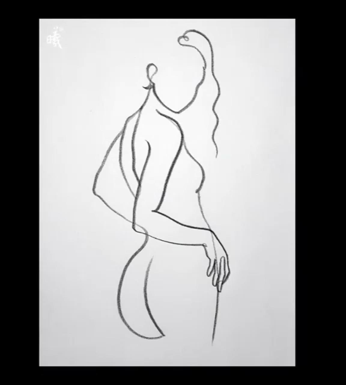 How to draw a female back with line art | line art drawings