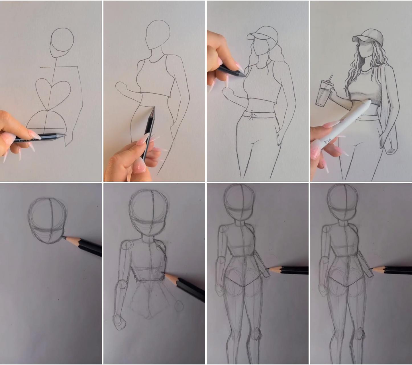 How to draw a girl #art #artwork #draw #drawing #fashion #cartoon #girl | how to draw a body, tutorial