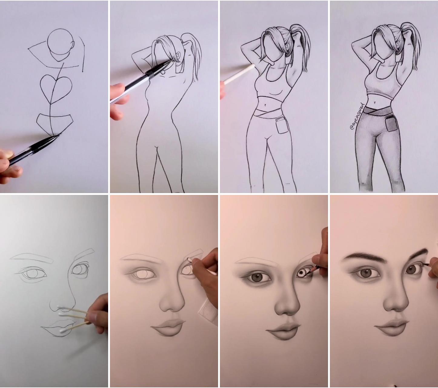 How to draw a girl body step by step by eyeinspired | how to draw a face - step by step