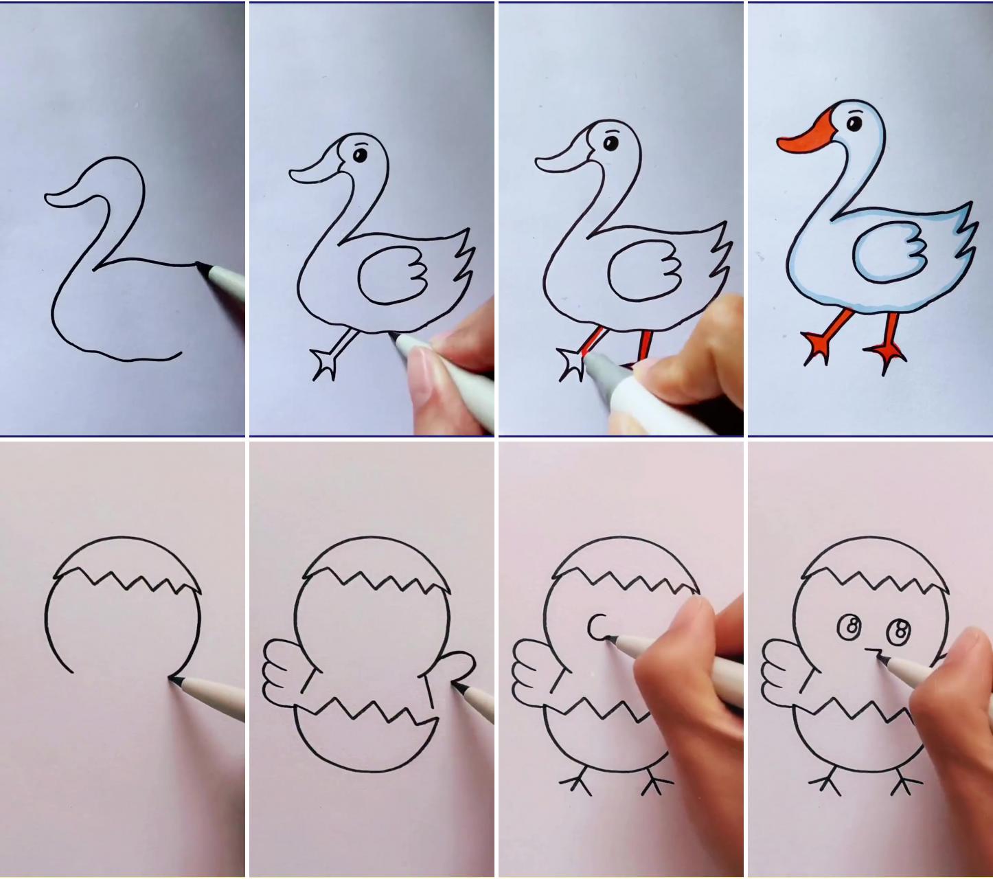 How to draw a goose that looks fresh | simple chicks tutorial instructional video