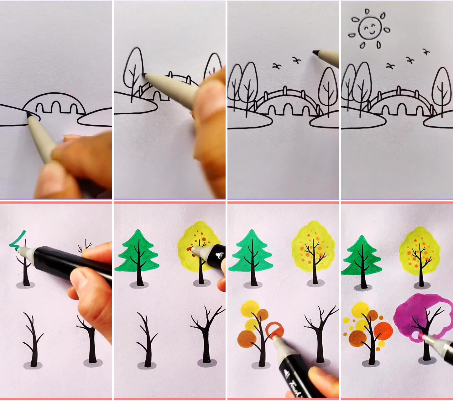 How to draw a landscape: beginner and advanced tips | how to draw a trees for beginners