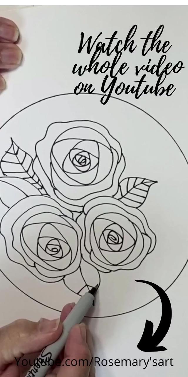 How to draw a pretty and easy rose. watch the complete video on youtube. com/rosemary'sart | flower drawing tutorials
