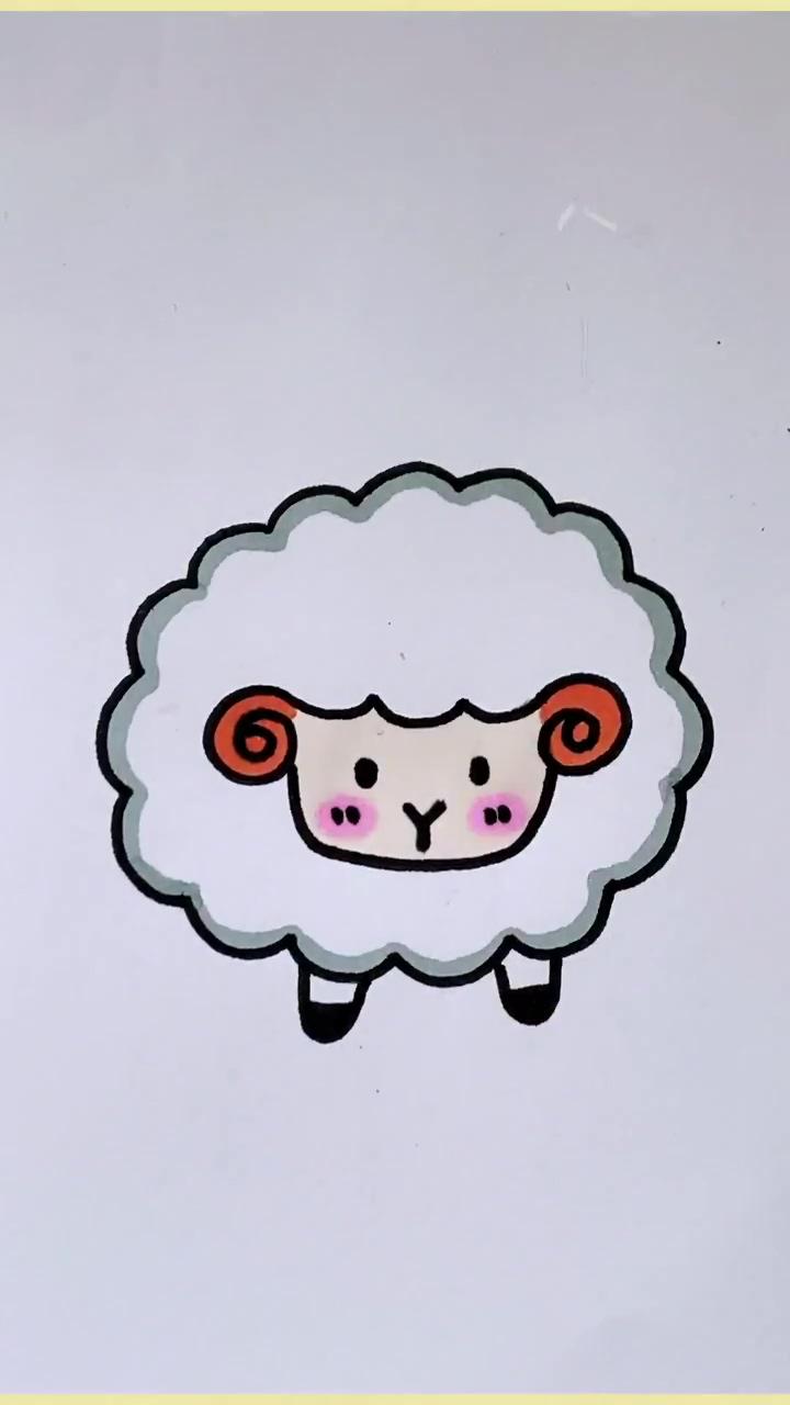 How to draw a sheep - step by step drawing guide for kids | easy how to draw a landscape tutorial and coloring page