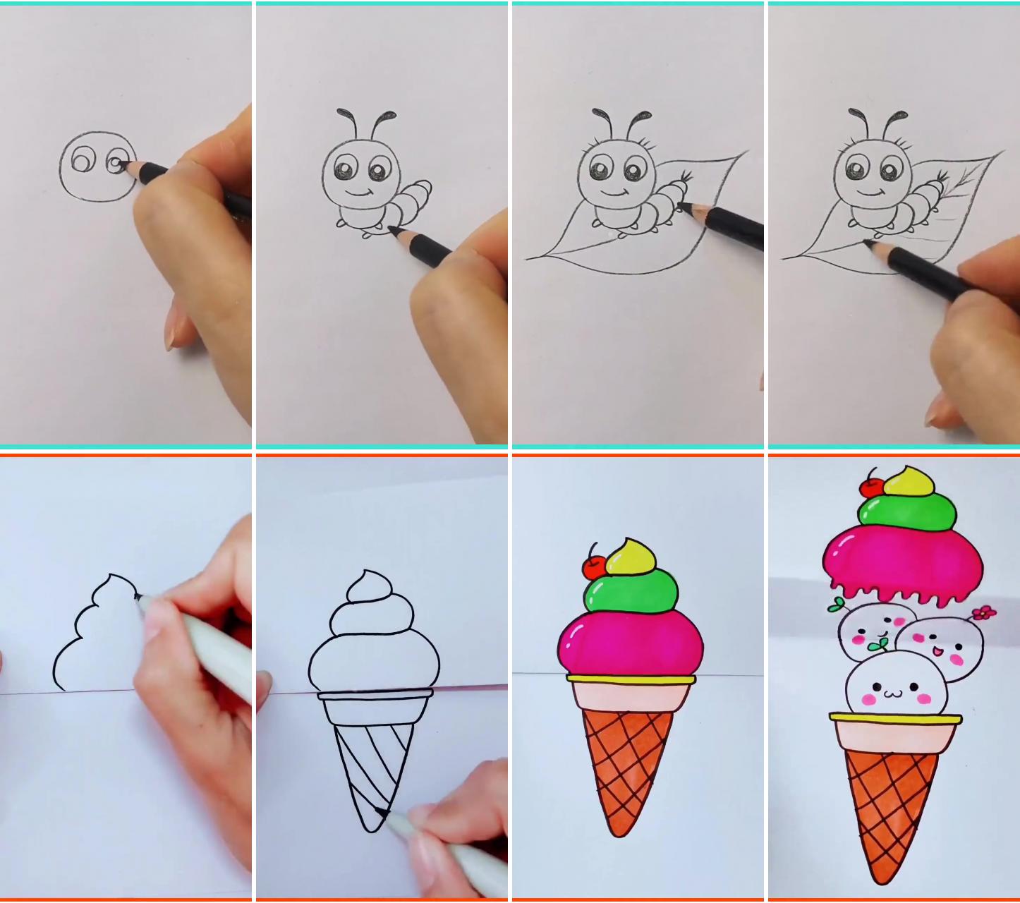 How to draw an easy caterpillar illustration | how to draw a ice cream - really easy drawing tutorial