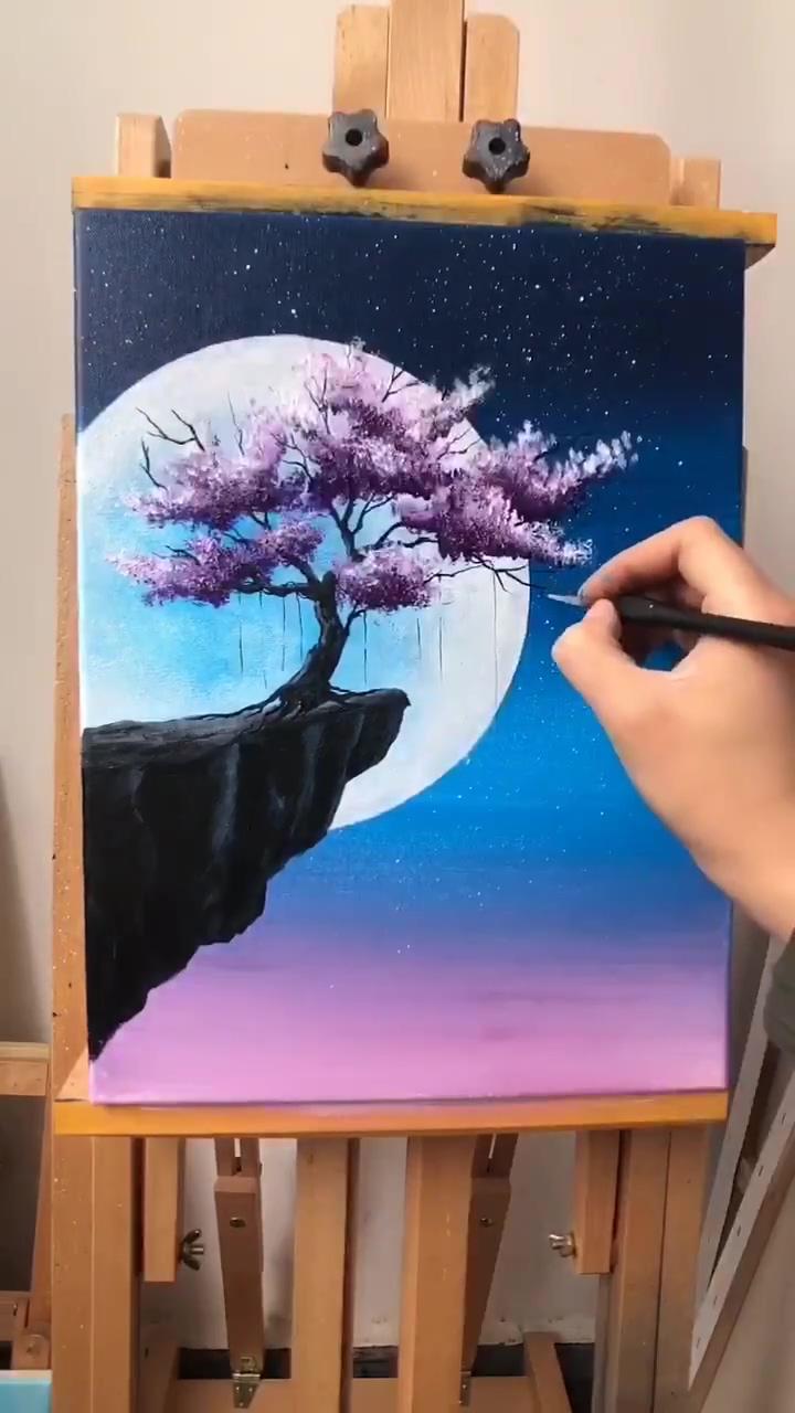 How to draw beautiful night starry sky with artbeek acrylic | canvas painting tutorials