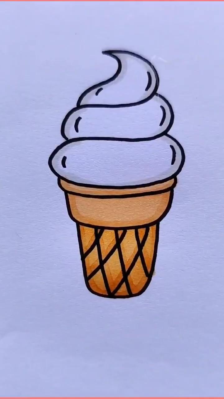 How to draw ice-cream, step by step, drawing guide | simple and easy bird drawings