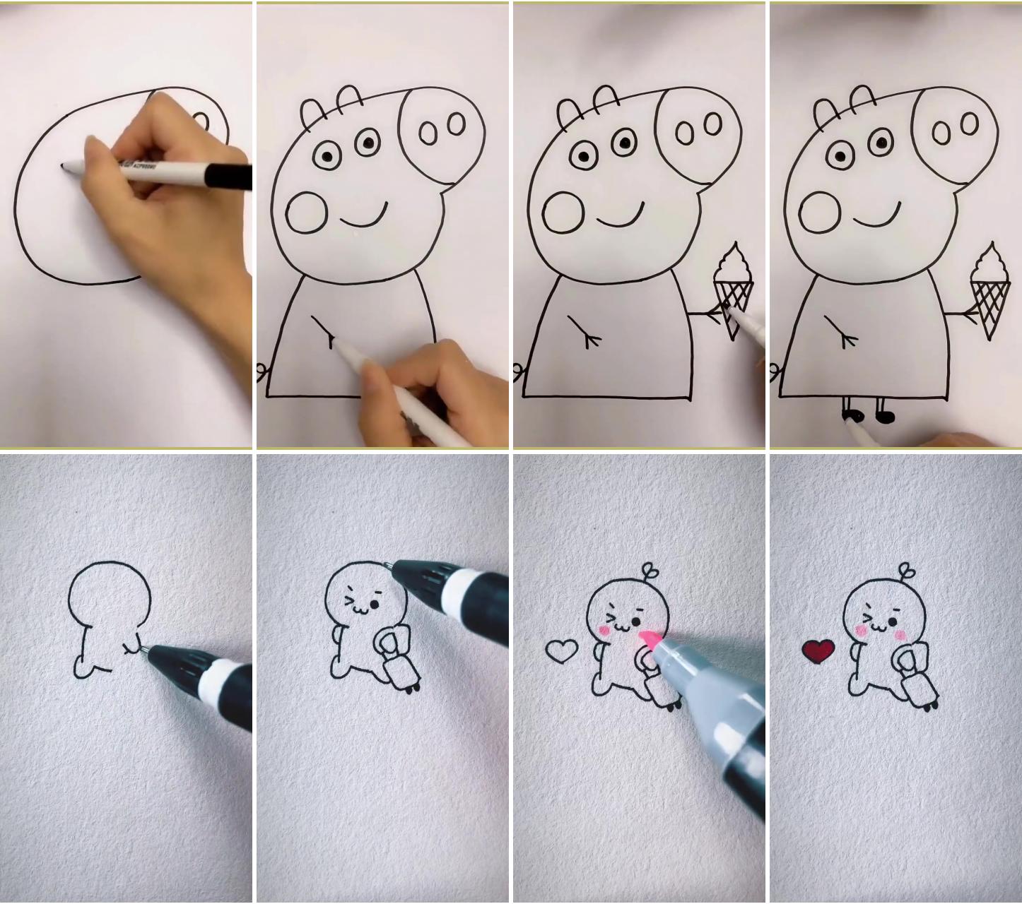 How to draw peppa pig very easy - drawing tutorial for kids | pig drawing easy