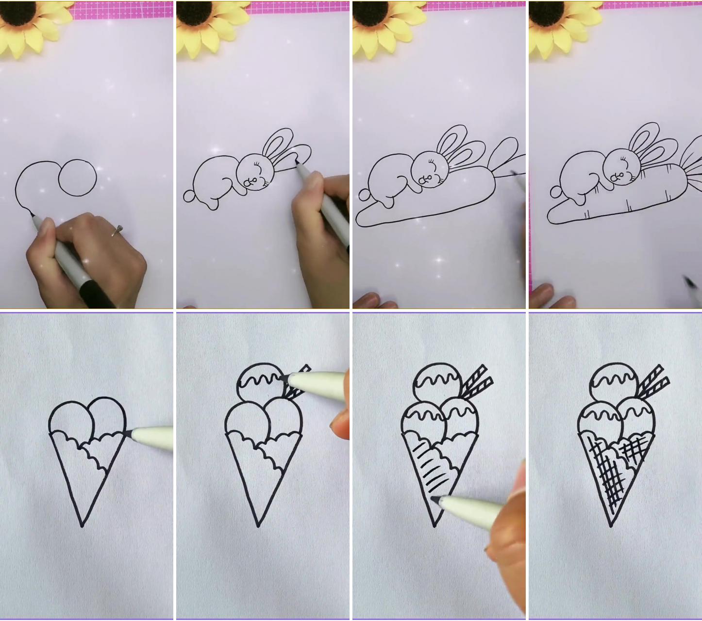 How to draw rabbit: step-by-step guide to drawing rabbit | free step-by-step tutorials on how to draw ice cream