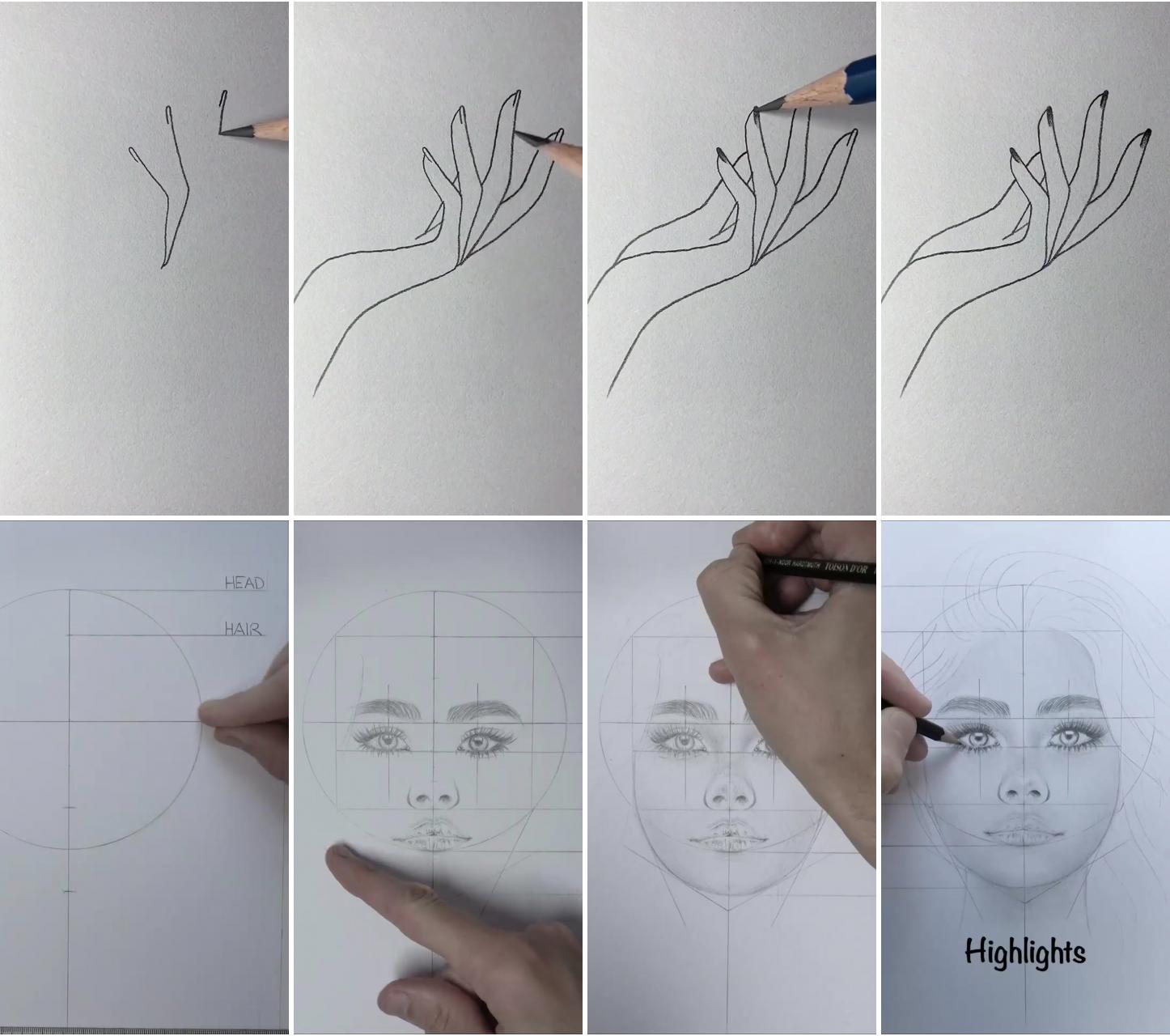 Lady hand drawing, lady land sketching | how to draw a face credit goes to respective owners