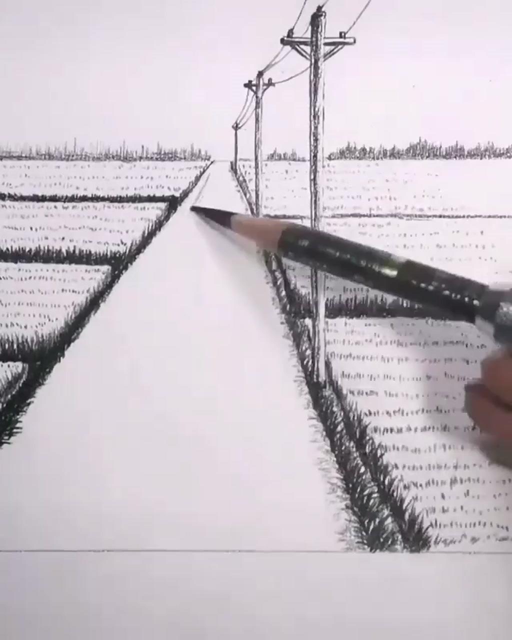 Landscape pencil drawings | nature art drawings