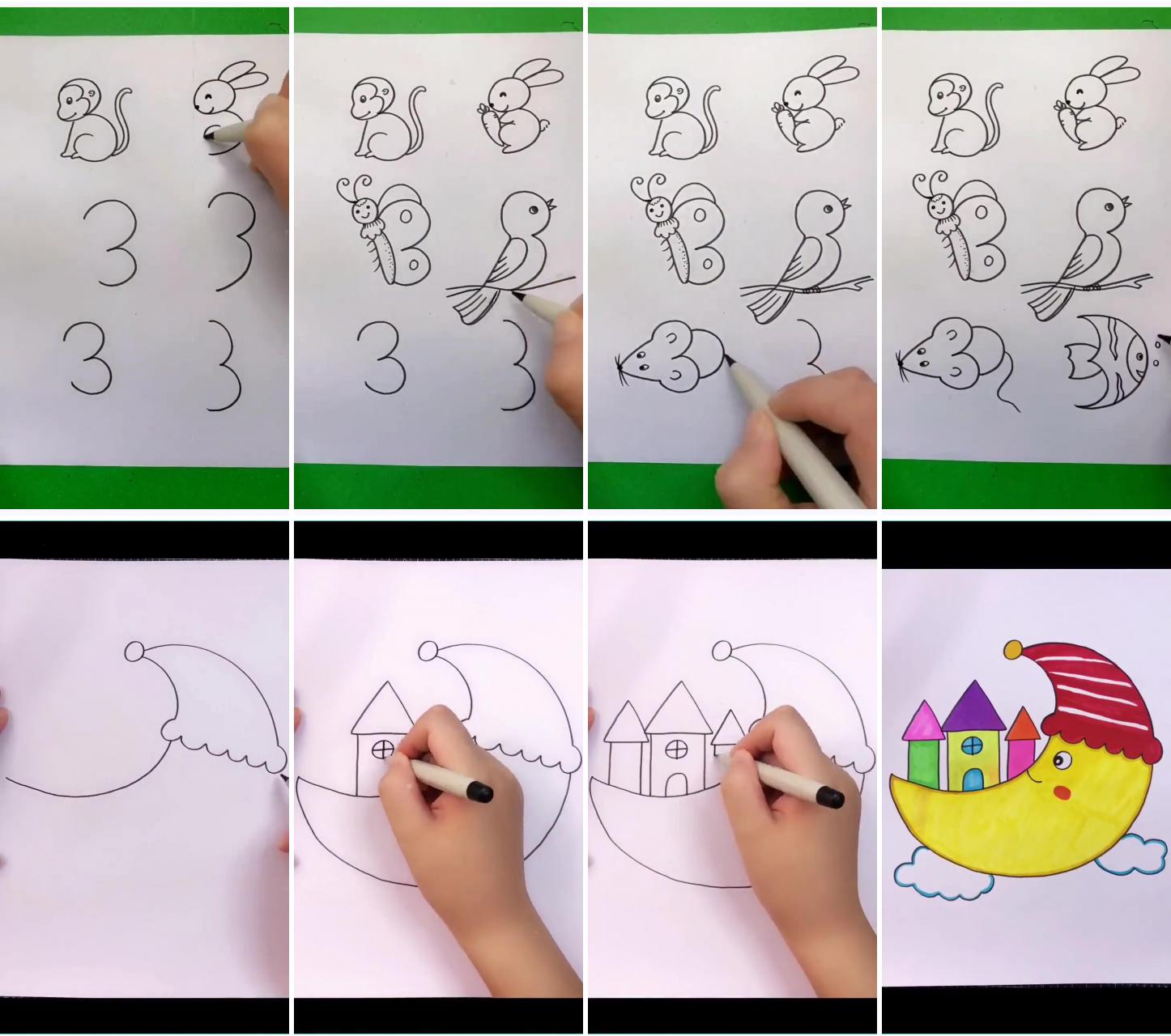 Learning how to draw animals online | how to draw a moon, step by step, drawing guide