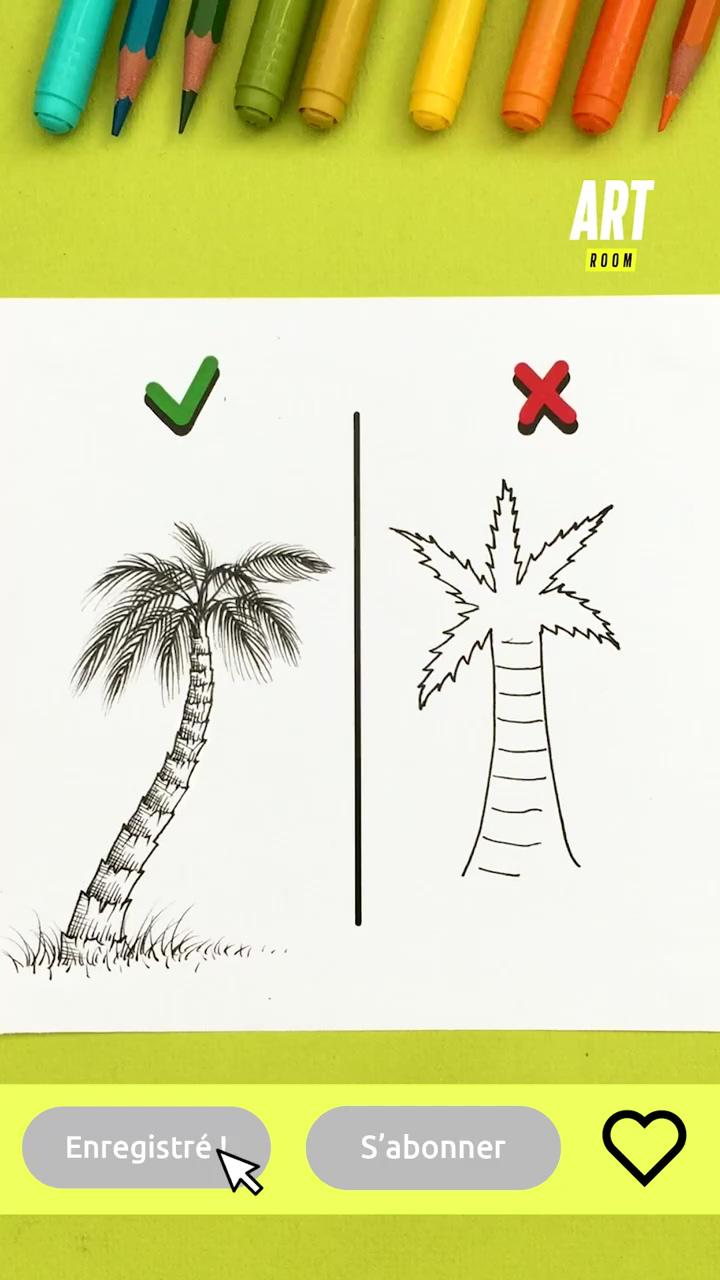My super easy technique to draw a palm tree | quick portrait drawing 