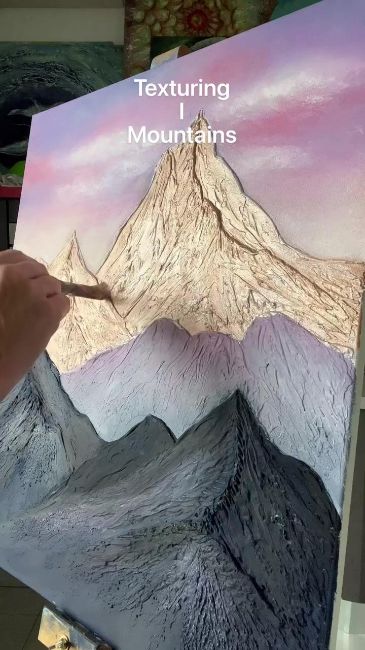 Paintings with texture paste. painting mountains. texture-mountains. video lesson | glam abstract resin painting encrusted with glitter and, etsy