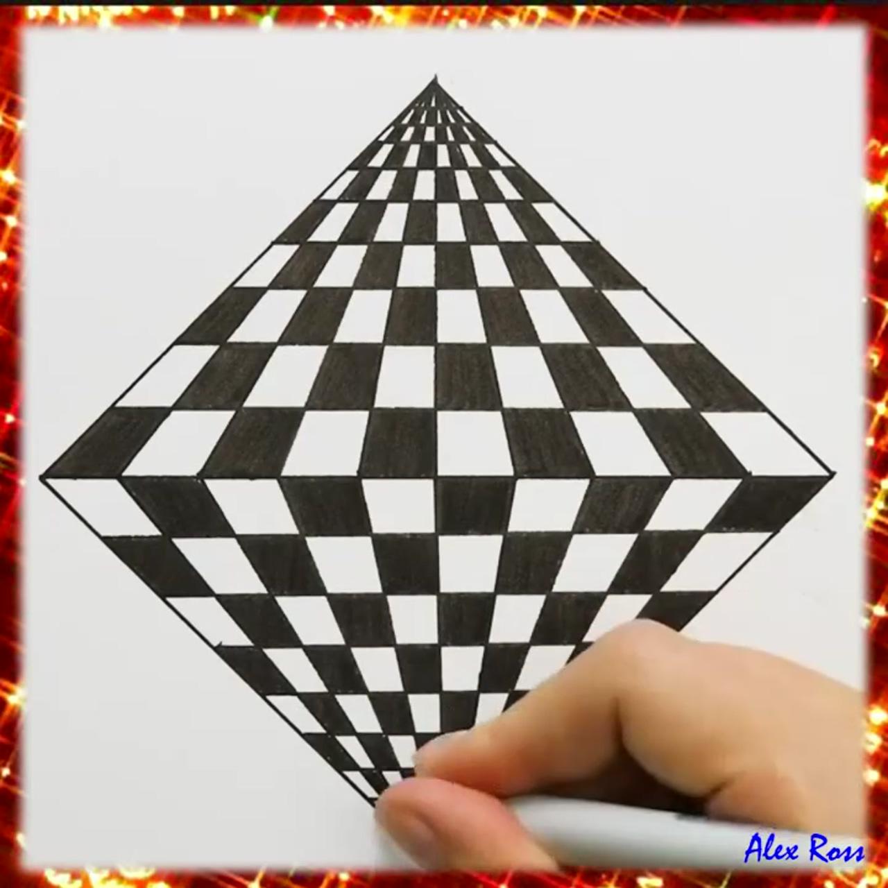 Perspective illusion - line drawing | optical illusion drawing