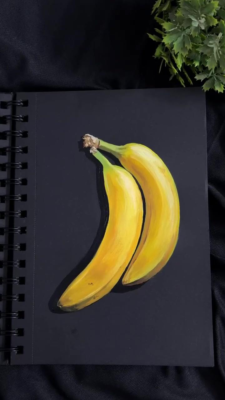 Realistic banana acrylic painting | draw a beautiful moth with this technique