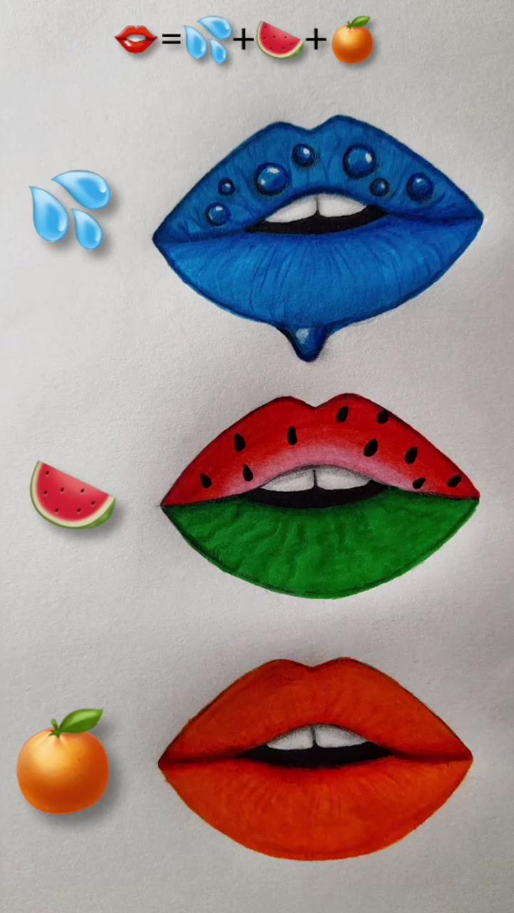 Realistic lips drawing with colored pencil #satisfying art | colored pencil techniques