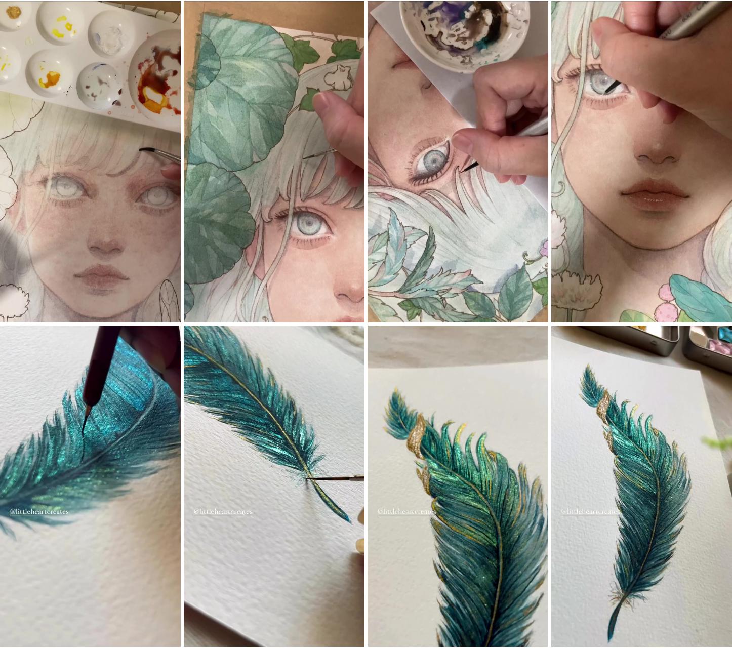 Shimmering feather | painting art lesson