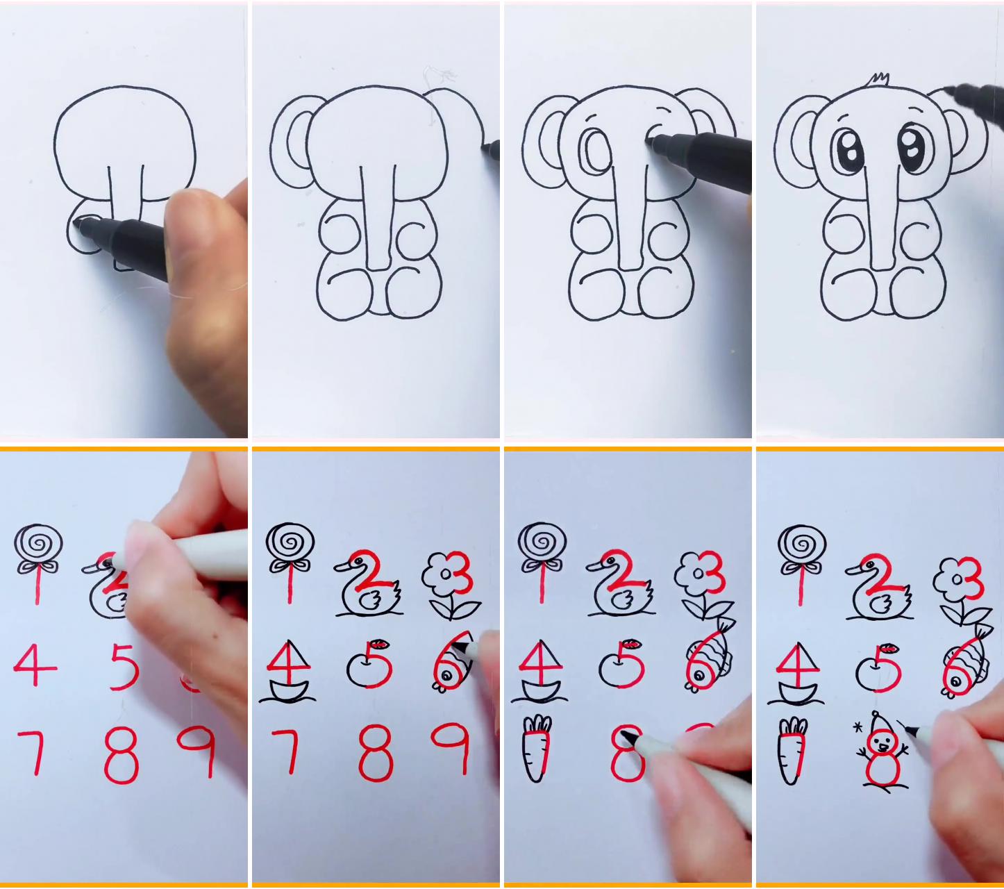 Simple and easy elephant drawings | a beginner's guide to drawing a food